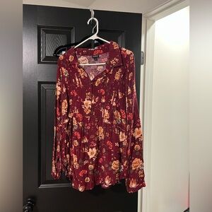 Torrid Floral Burgundy Blouse